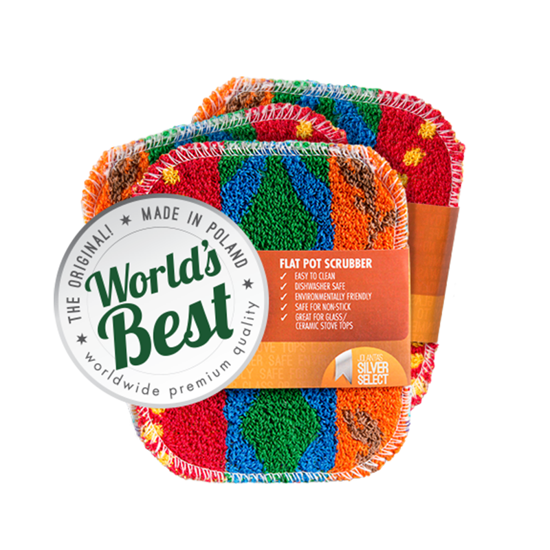 6 Dishwasher Safe Worlds Best Flat Pot Scrubbers Assorted Colors 