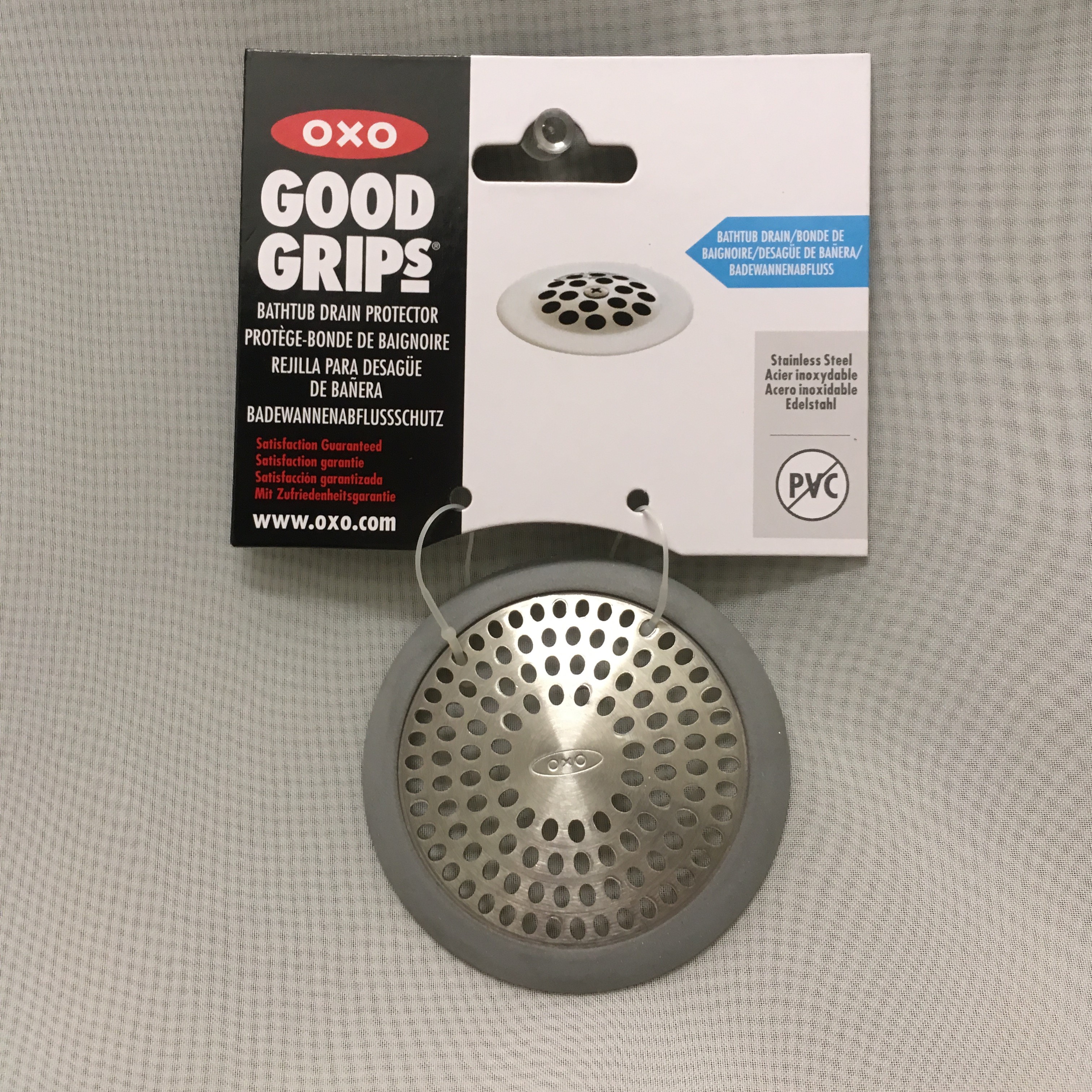 Oxo Bathroom Drain Protector Kitchen Nook, Oxo Good Grips Bathtub Drain Protector Stainless Steel Grey
